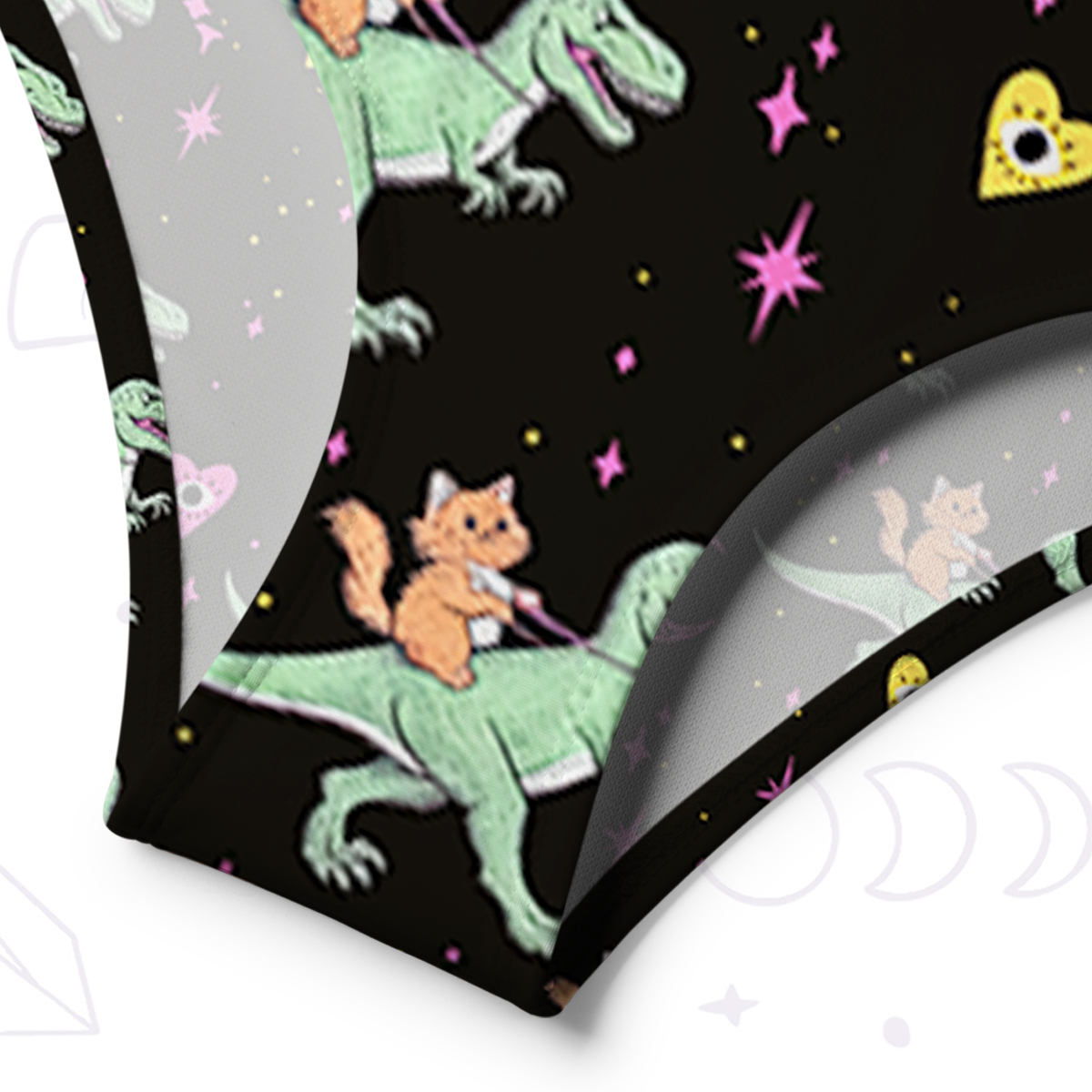 Purplehecate Witch Cat Rides the Dino One-Shoulder One-Piece Swimsuit