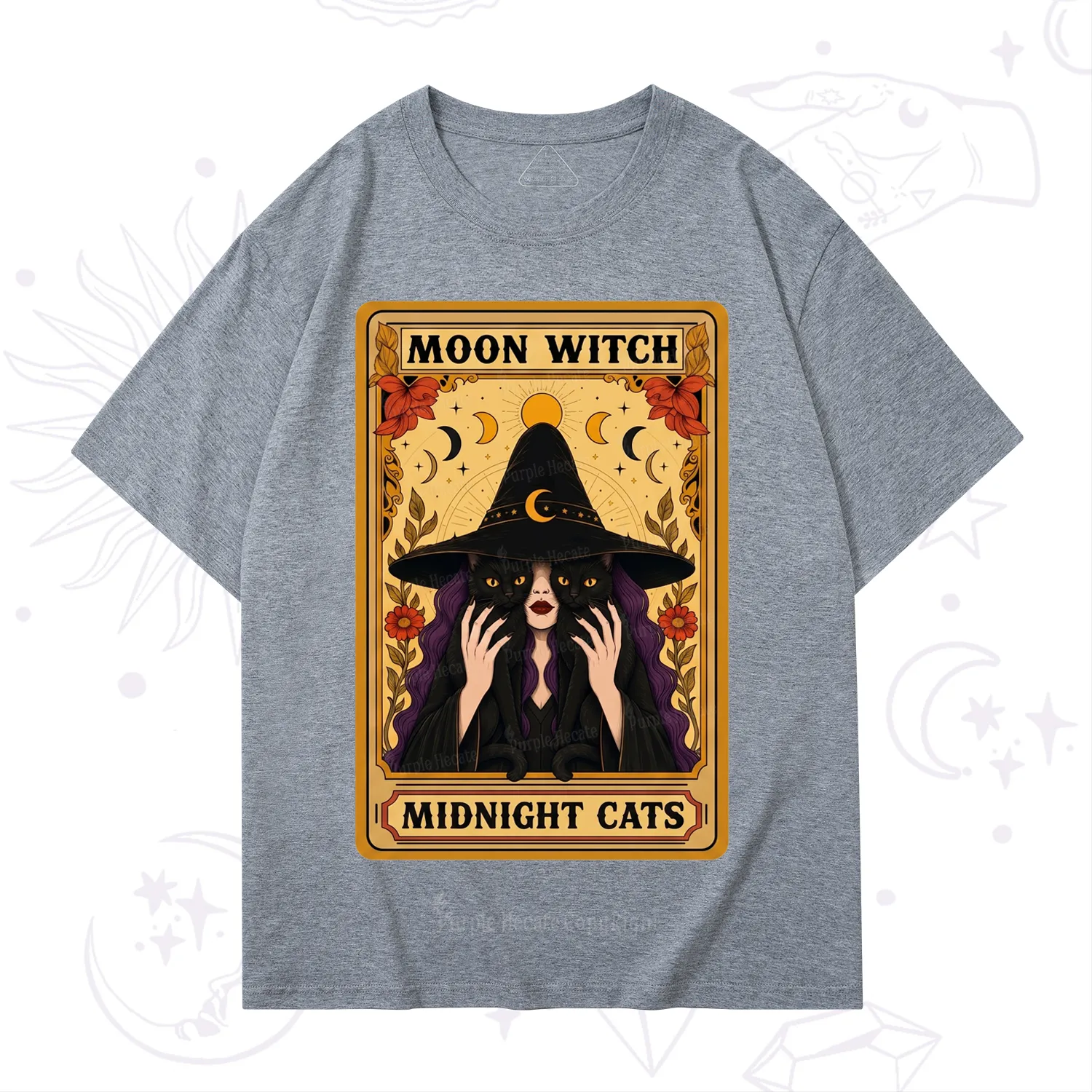 Purplehecate The Moon Witch Midnight Cats Oracle Card T-Shirt