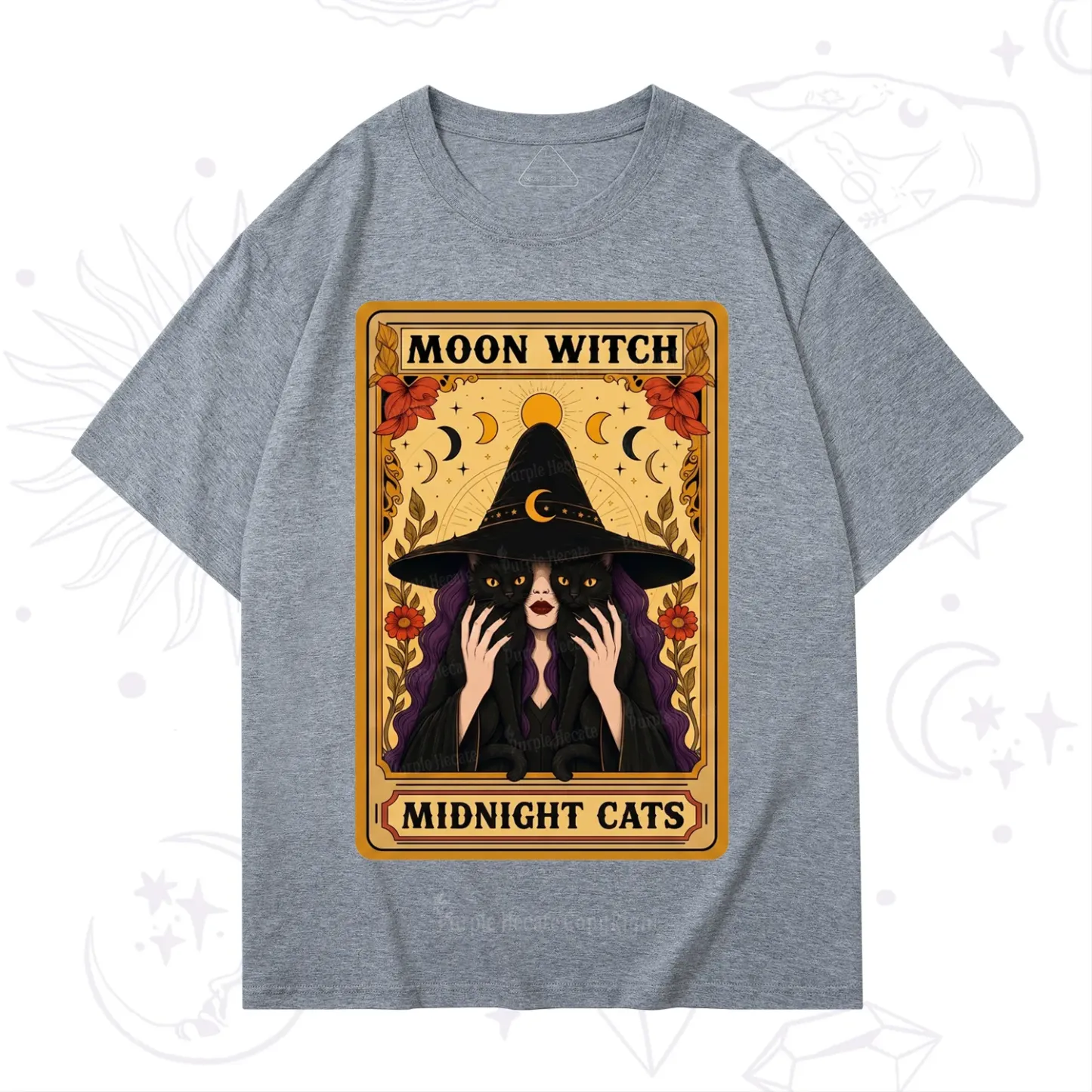 Purplehecate The Moon Witch Midnight Cats Oracle Card T-Shirt
