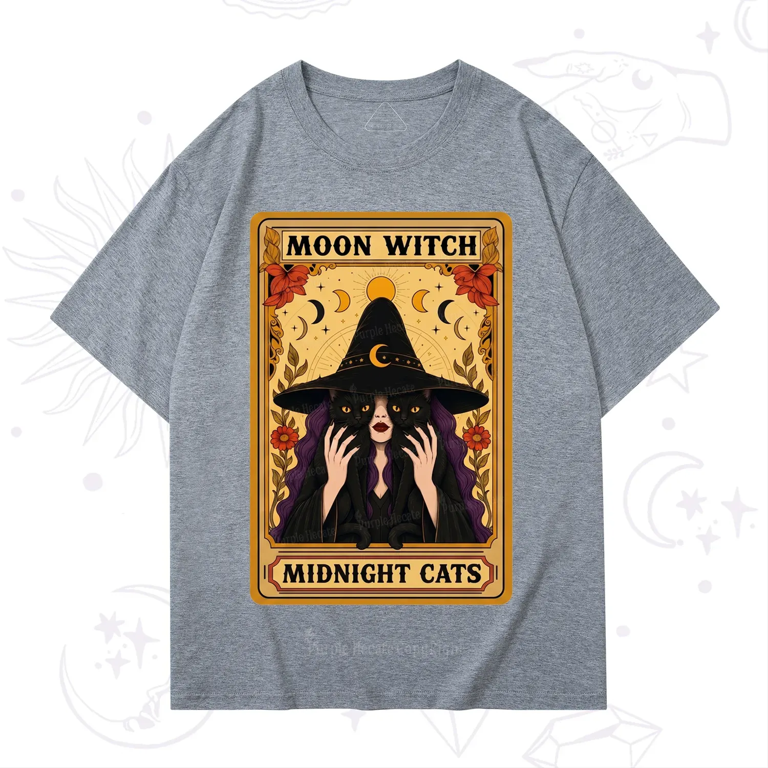 Purplehecate The Moon Witch Midnight Cats Oracle Card T-Shirt