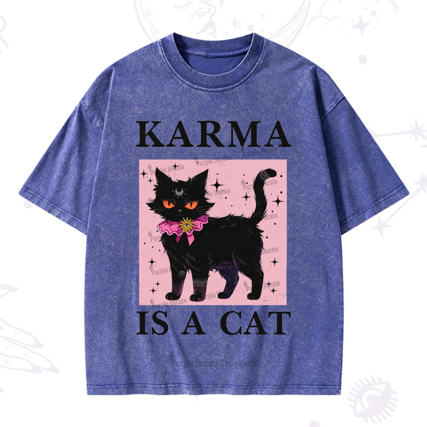 Purplehecate Karma Is A Cat Washed T-Shirt