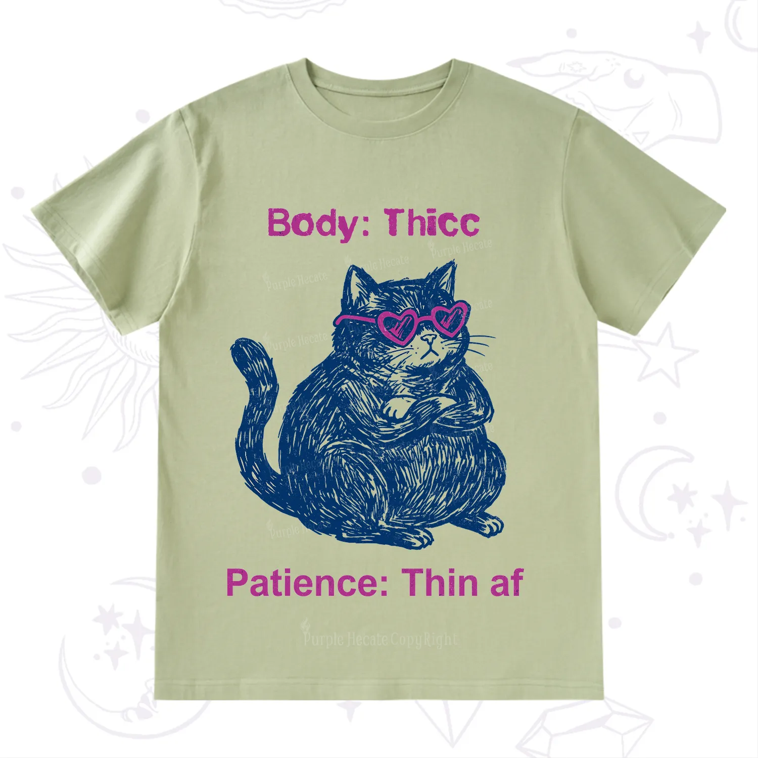 Purplehecate Body Thicc Patience Thin Af Cat T-Shirt