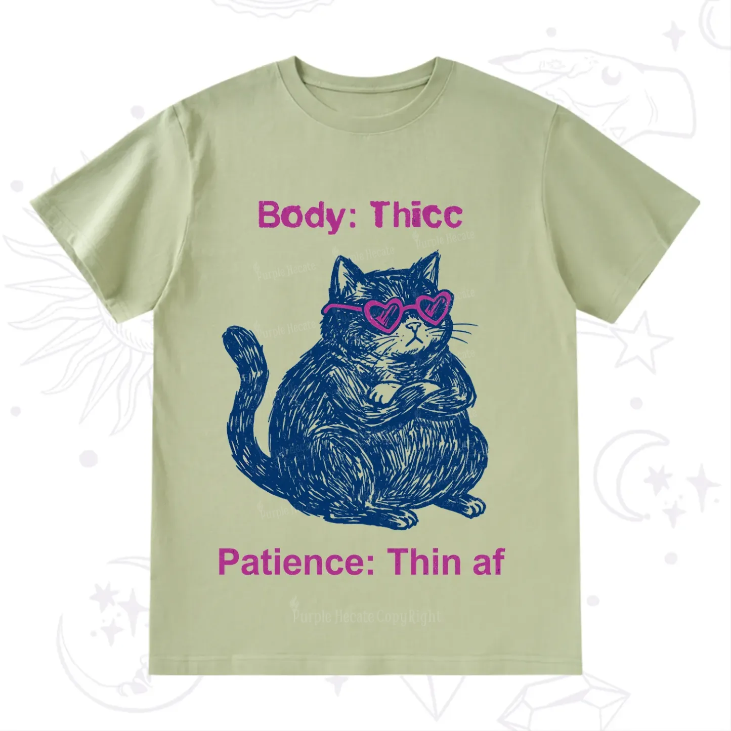 Purplehecate Body Thicc Patience Thin Af Cat T-Shirt
