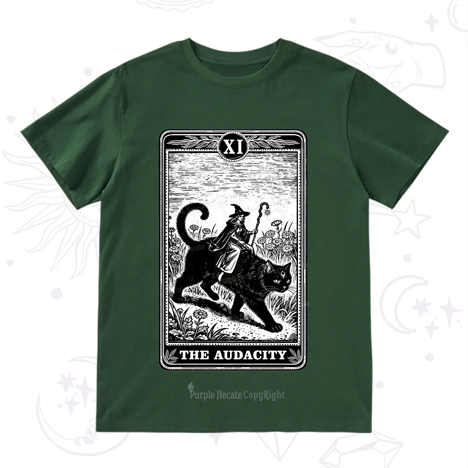 Purplehecate The Audacity Wizard Cat Tarot T-Shirt