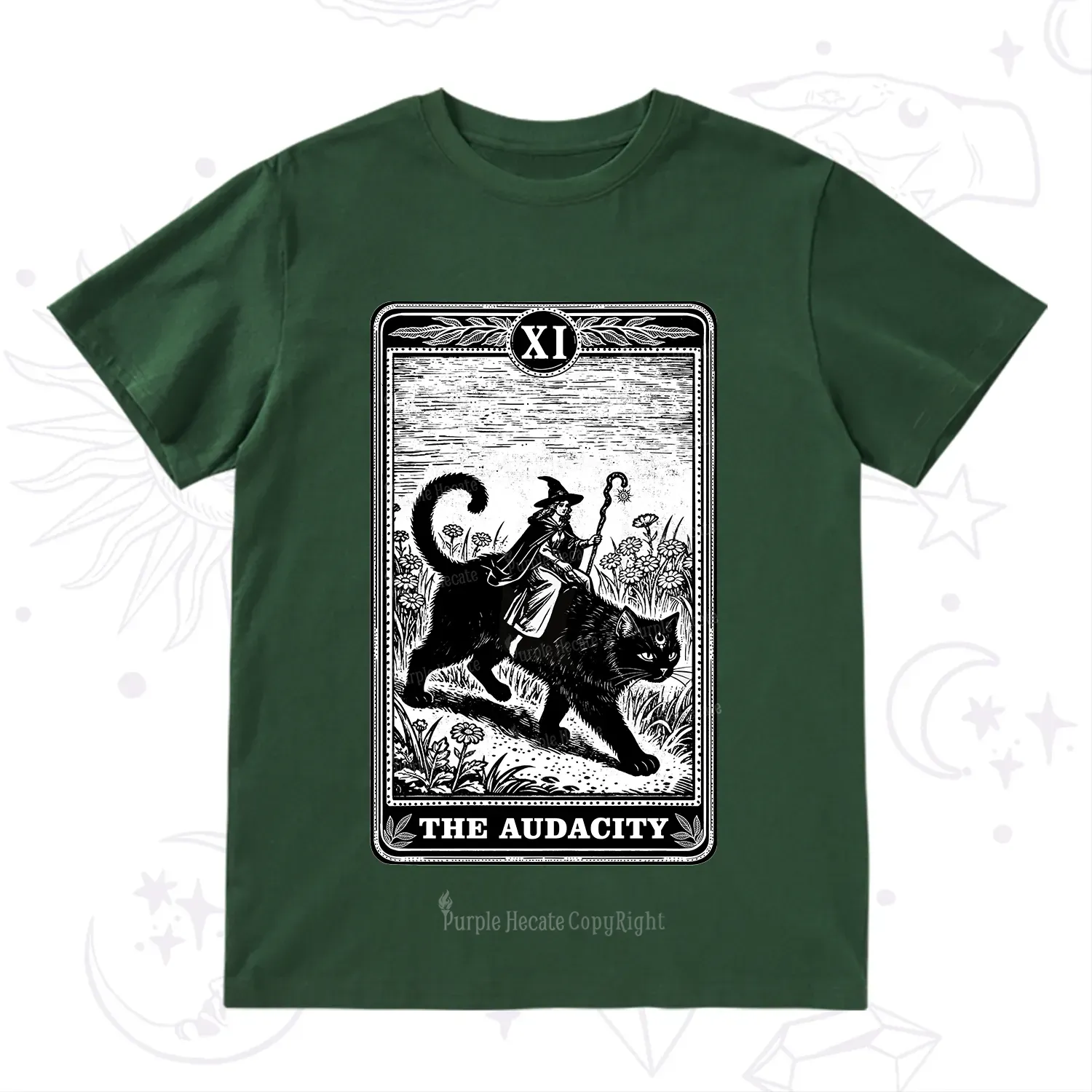 Purplehecate The Audacity Wizard Cat Tarot T-Shirt