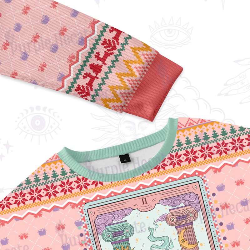 Purplehecate The High Priestess Tarot Card Ugly Christmas Sweatshirts