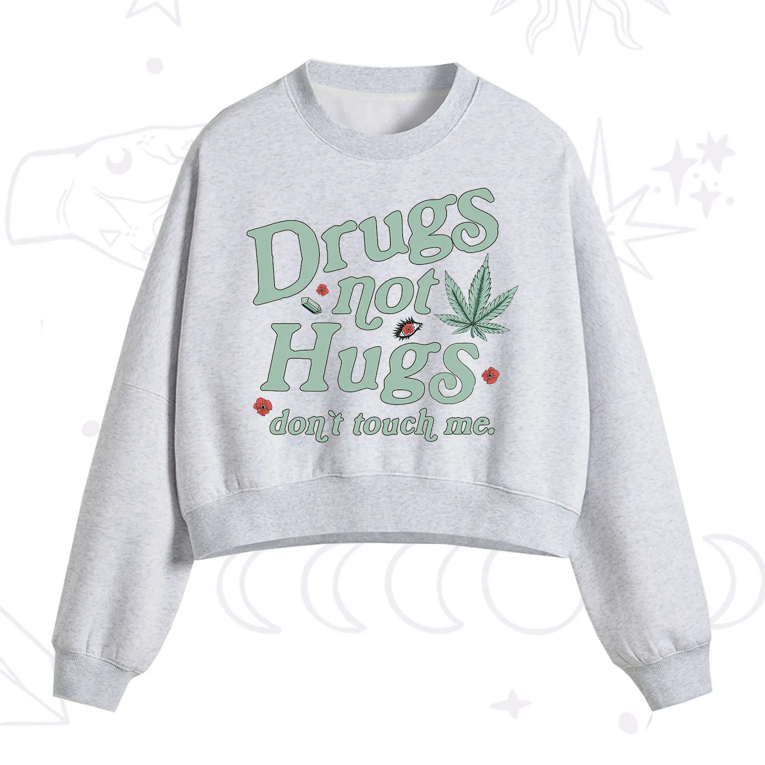 Purplehecate Sarcastic Weed Fleece Cropped Sweatshirt