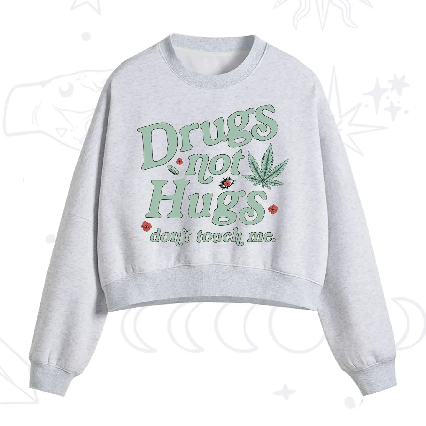 Purplehecate Sarcastic Weed Fleece Cropped Sweatshirt