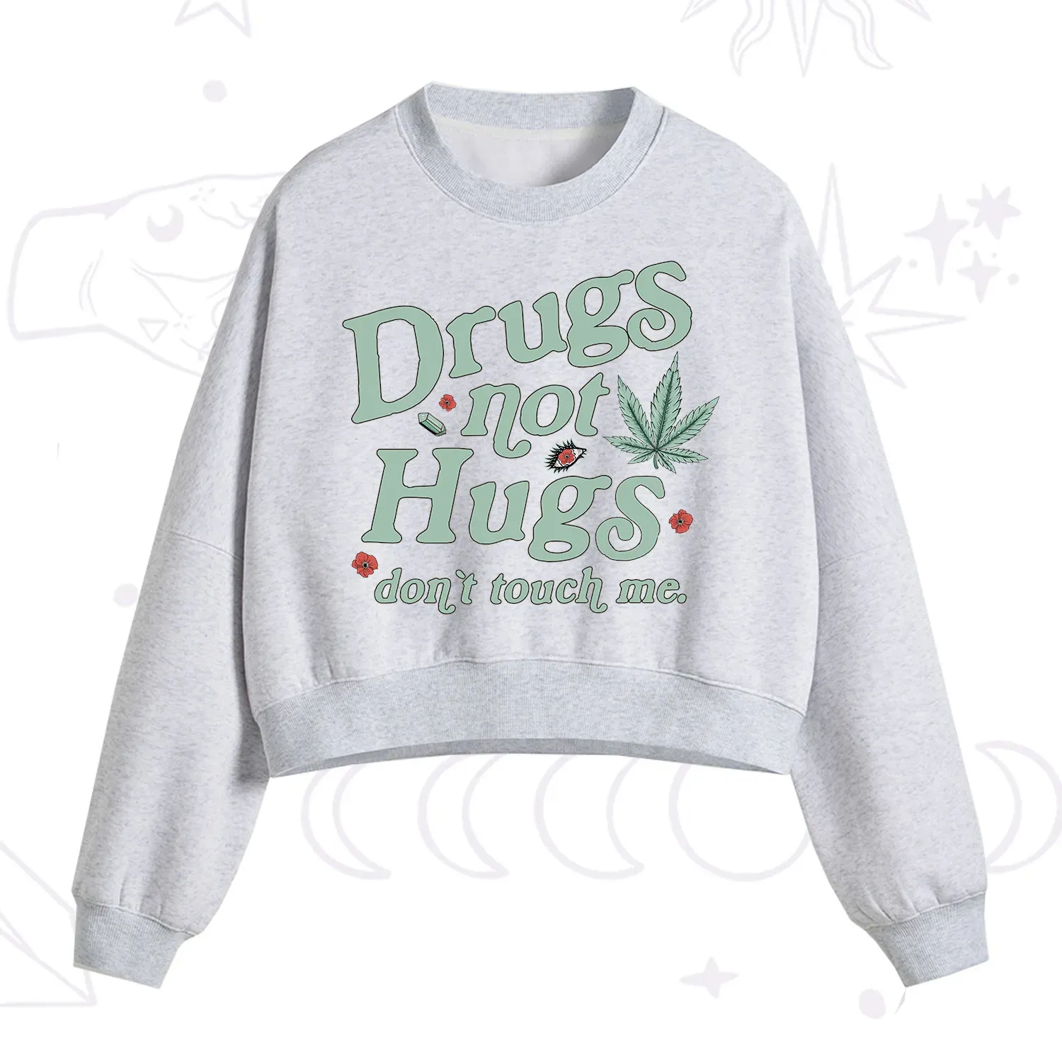 Purplehecate Sarcastic Weed Fleece Cropped Sweatshirt