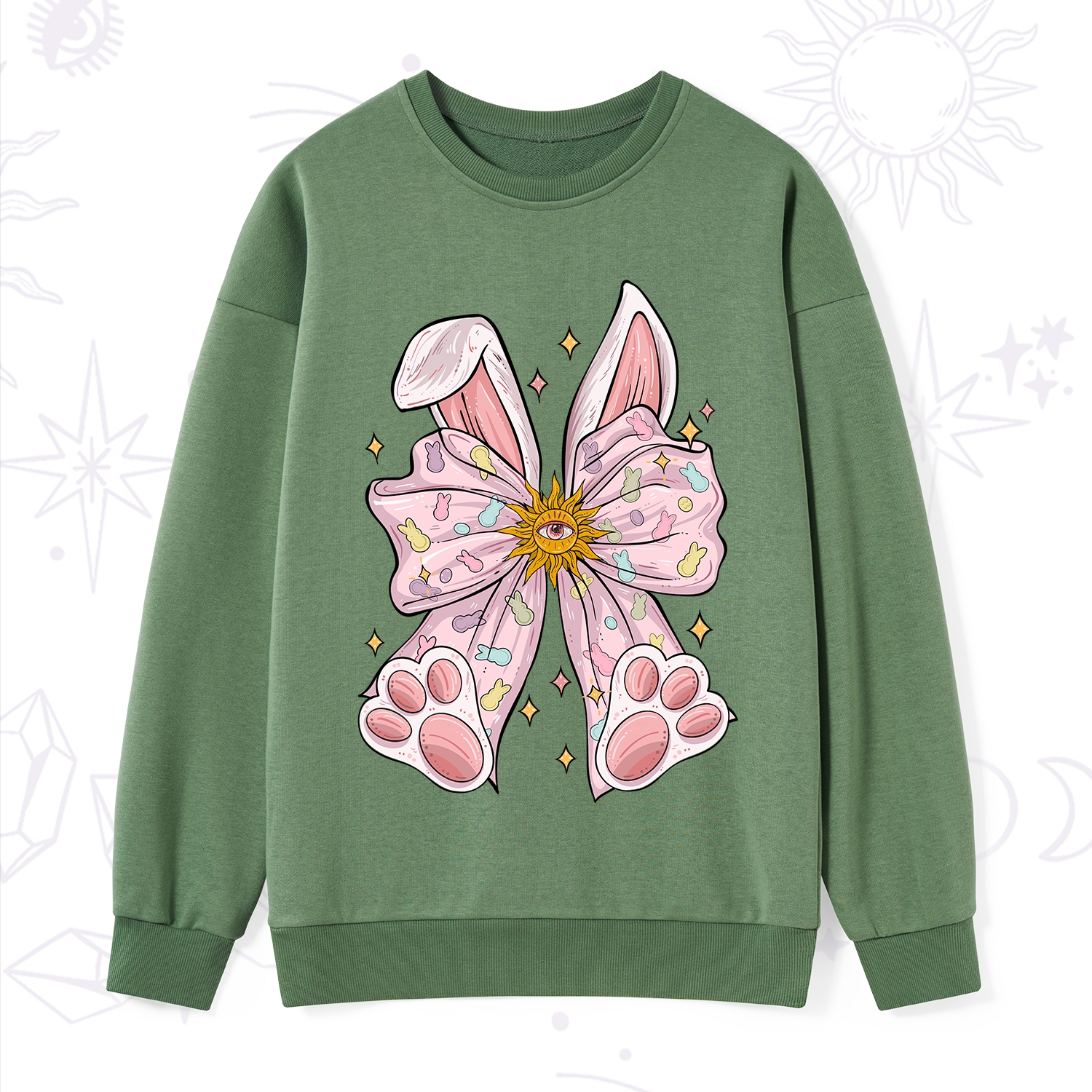 Purplehecate Mystical Bunny Bow Easter Sweatshirt