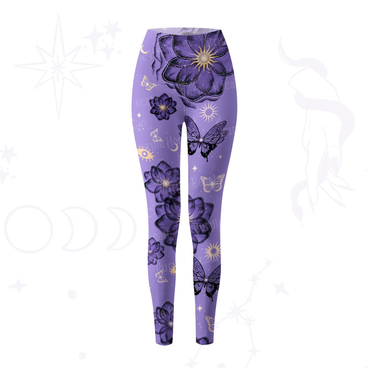 Purplehecate Moonlit Petals and Wings Yoga Pants