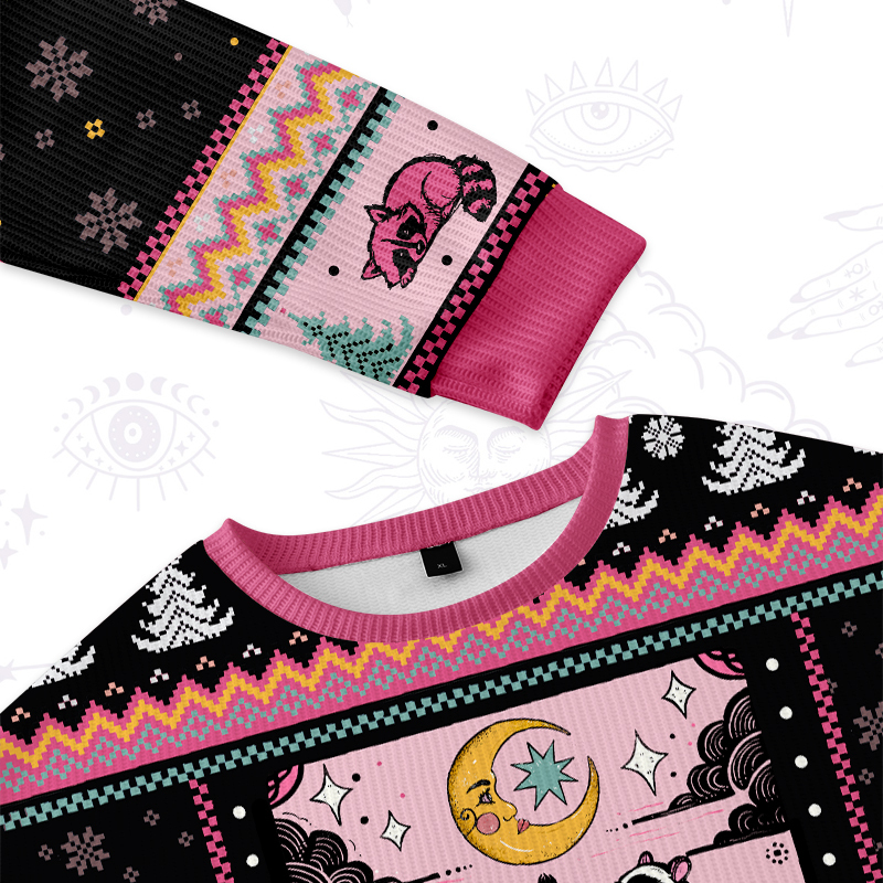 Purplehecate The Team Trash Opossum Ugly Christmas Sweatshirts