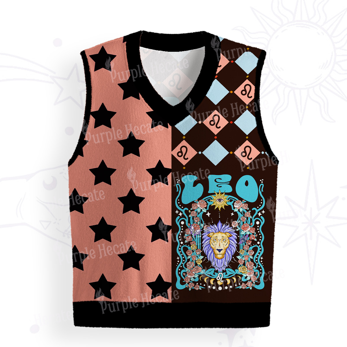 Purplehecate Leo Spirit Zodiac Ugly Sweater Vest