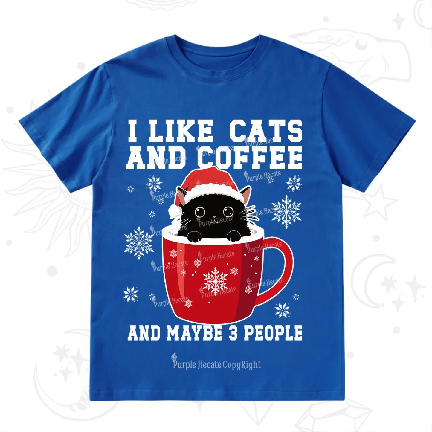 Purplehecate I like Cats And Coffee Christmas T-Shirt