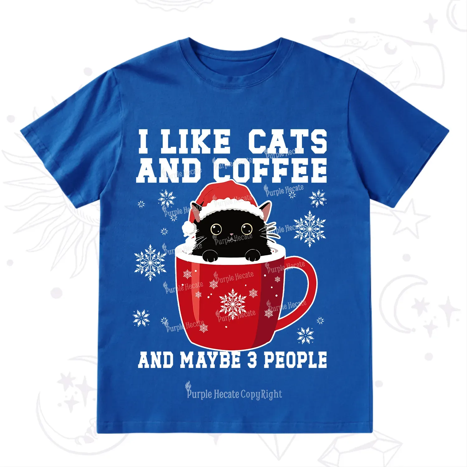 Purplehecate I like Cats And Coffee Christmas T-Shirt