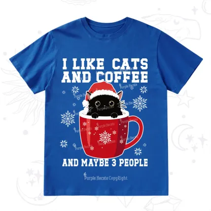 Purplehecate I like Cats And Coffee Christmas T-Shirt