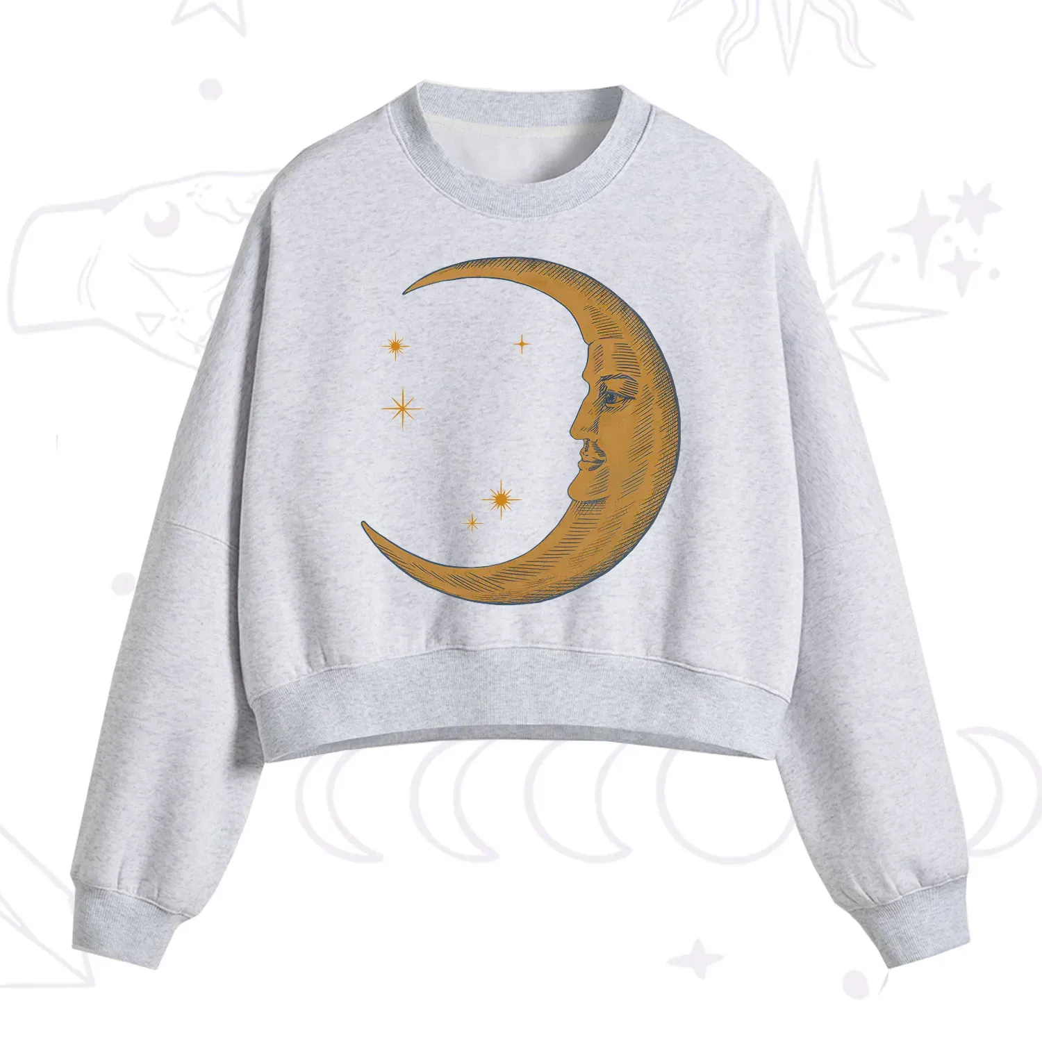 Purplehecate Celestial Moon Fleece Cropped Sweatshirt