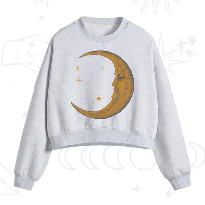 Purplehecate Celestial Moon Fleece Cropped Sweatshirt