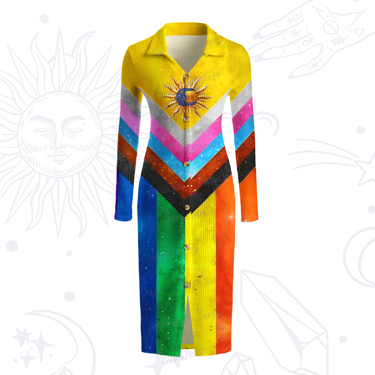Purplehecate Progress Pride Sunburst Ribbed Knit Dress