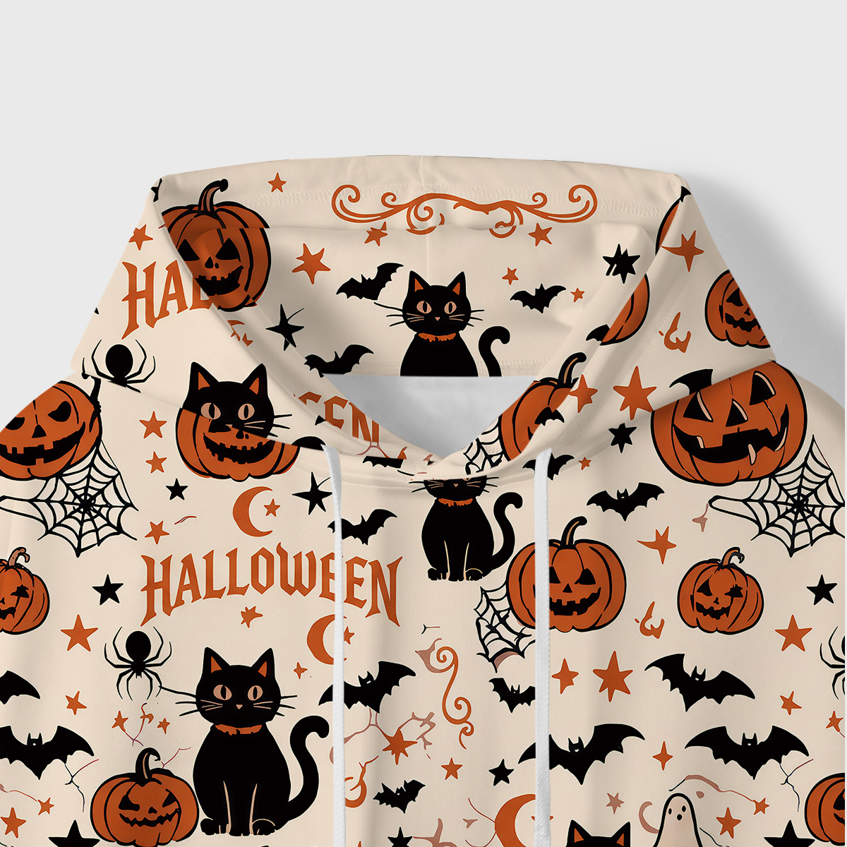 Purplehecate Halloween Ghost Black Cat All-Over Print Hoodie