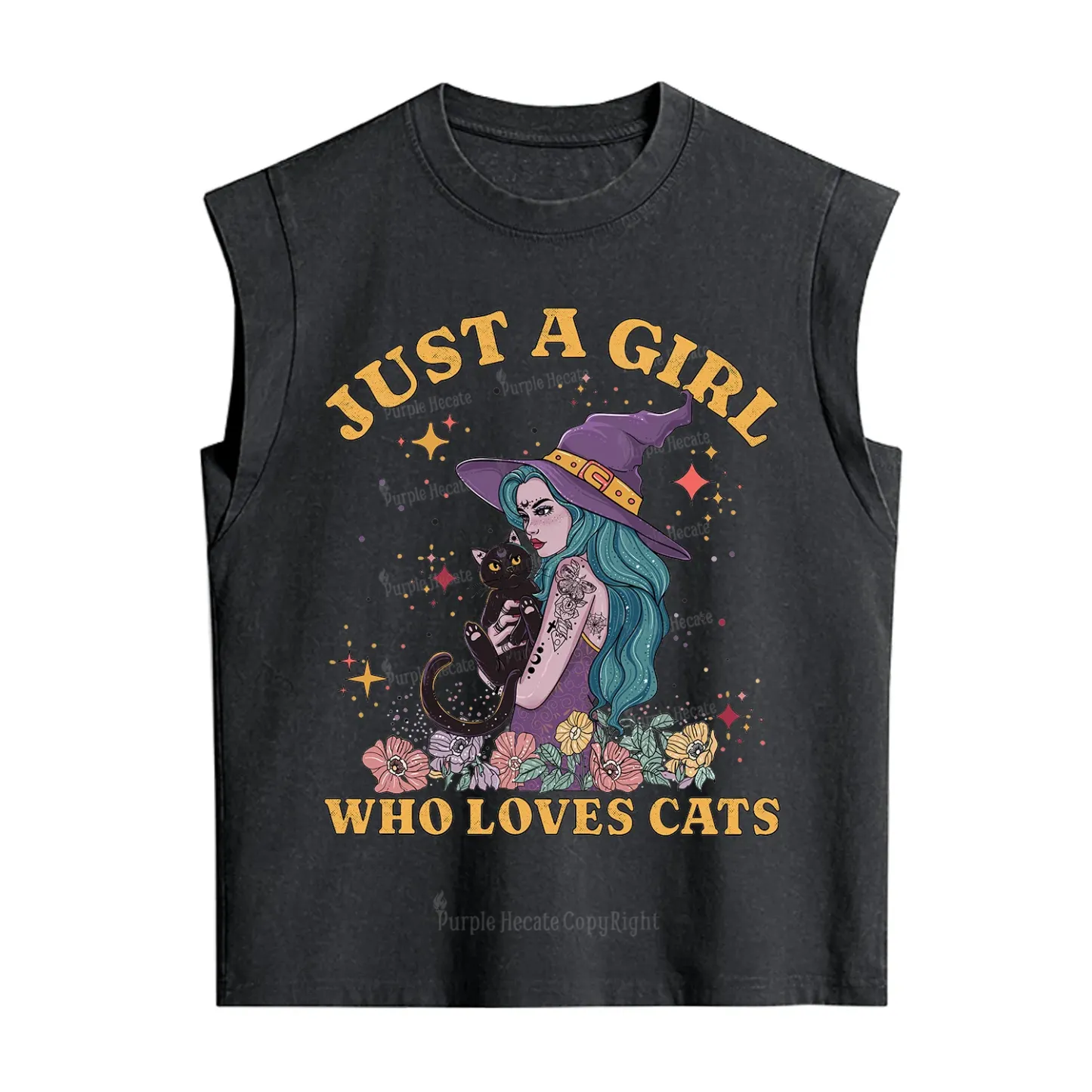 Purplehecate Just A Girl Who Loves Cats Vintage Washed Tank