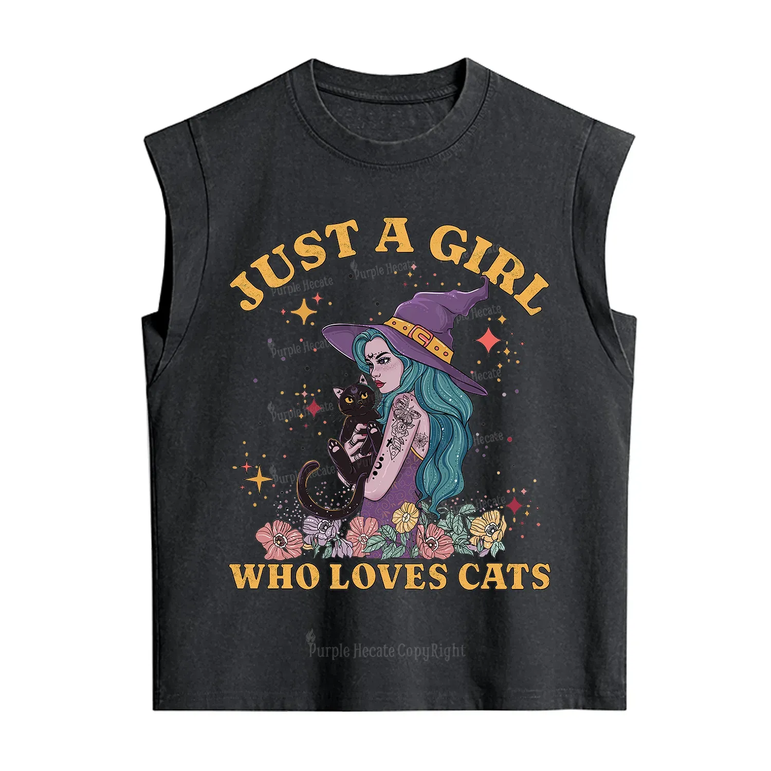 Purplehecate Just A Girl Who Loves Cats Vintage Washed Tank