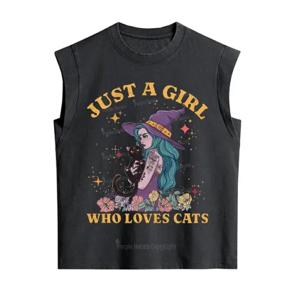 Purplehecate Just A Girl Who Loves Cats Vintage Washed Tank