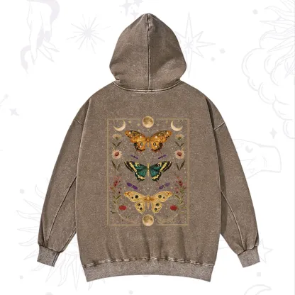 Purplehecate Sun and Moon Butterfly Washed Hoodie