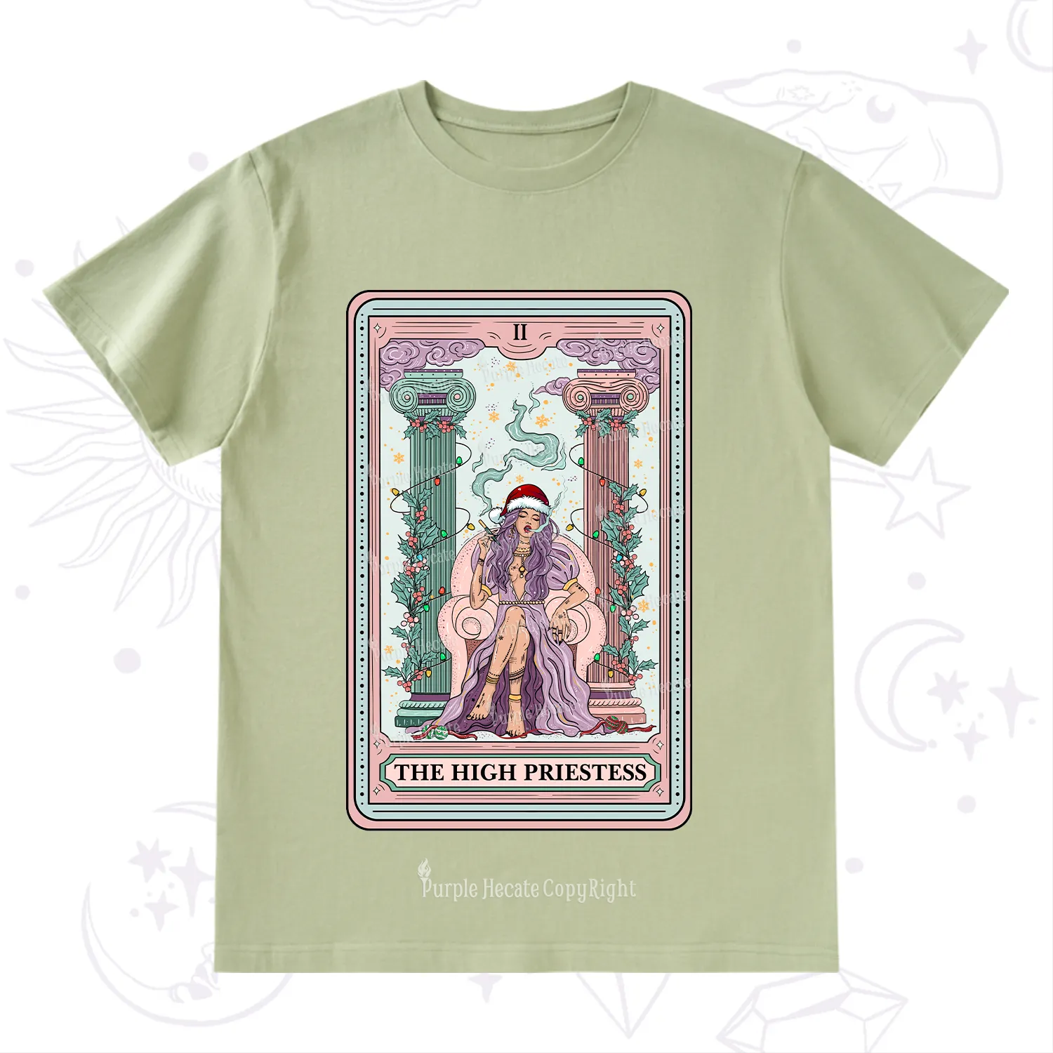 Purplehecate The High Priestess Tarot Card Christmas T-Shirt