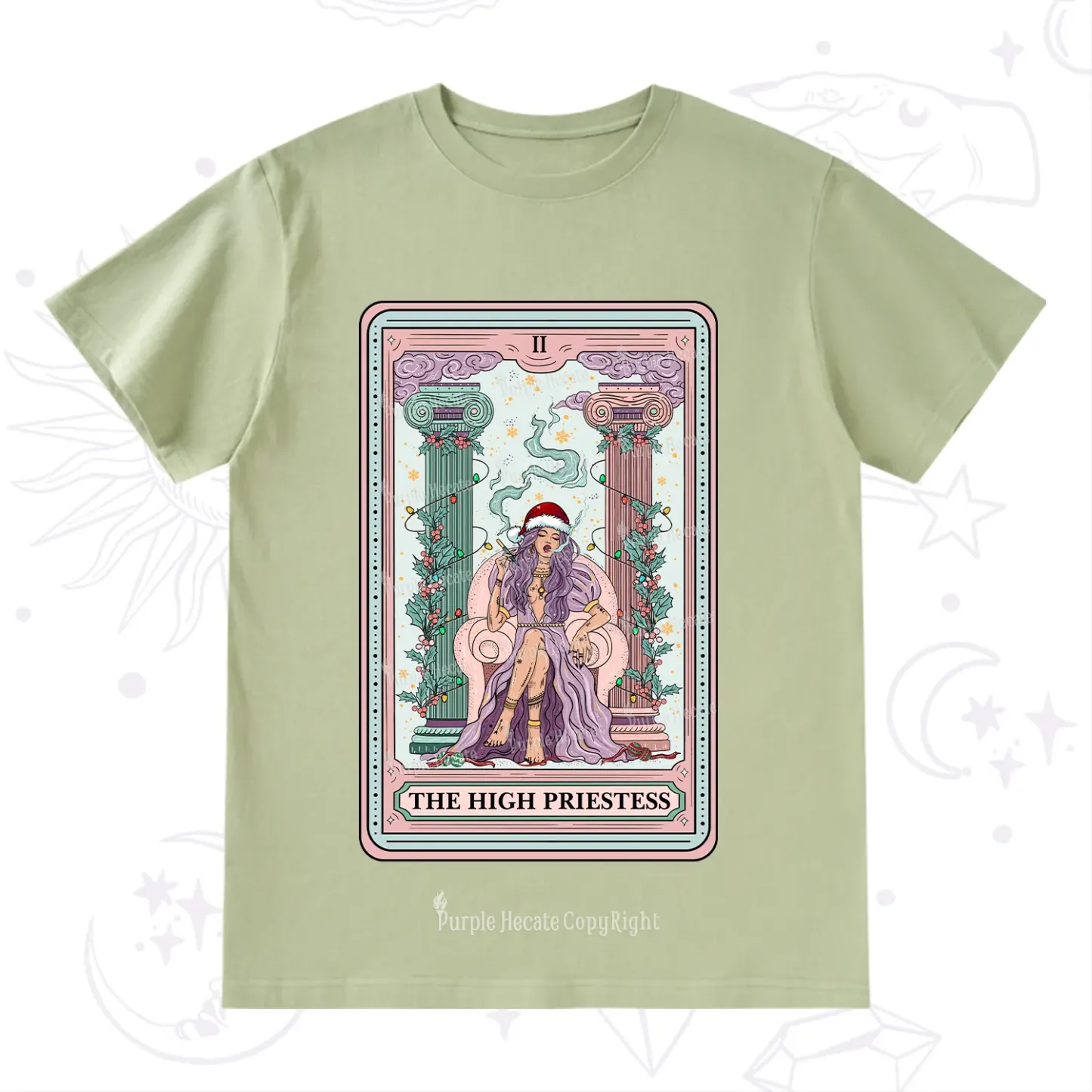 Purplehecate The High Priestess Tarot Card Christmas T-Shirt
