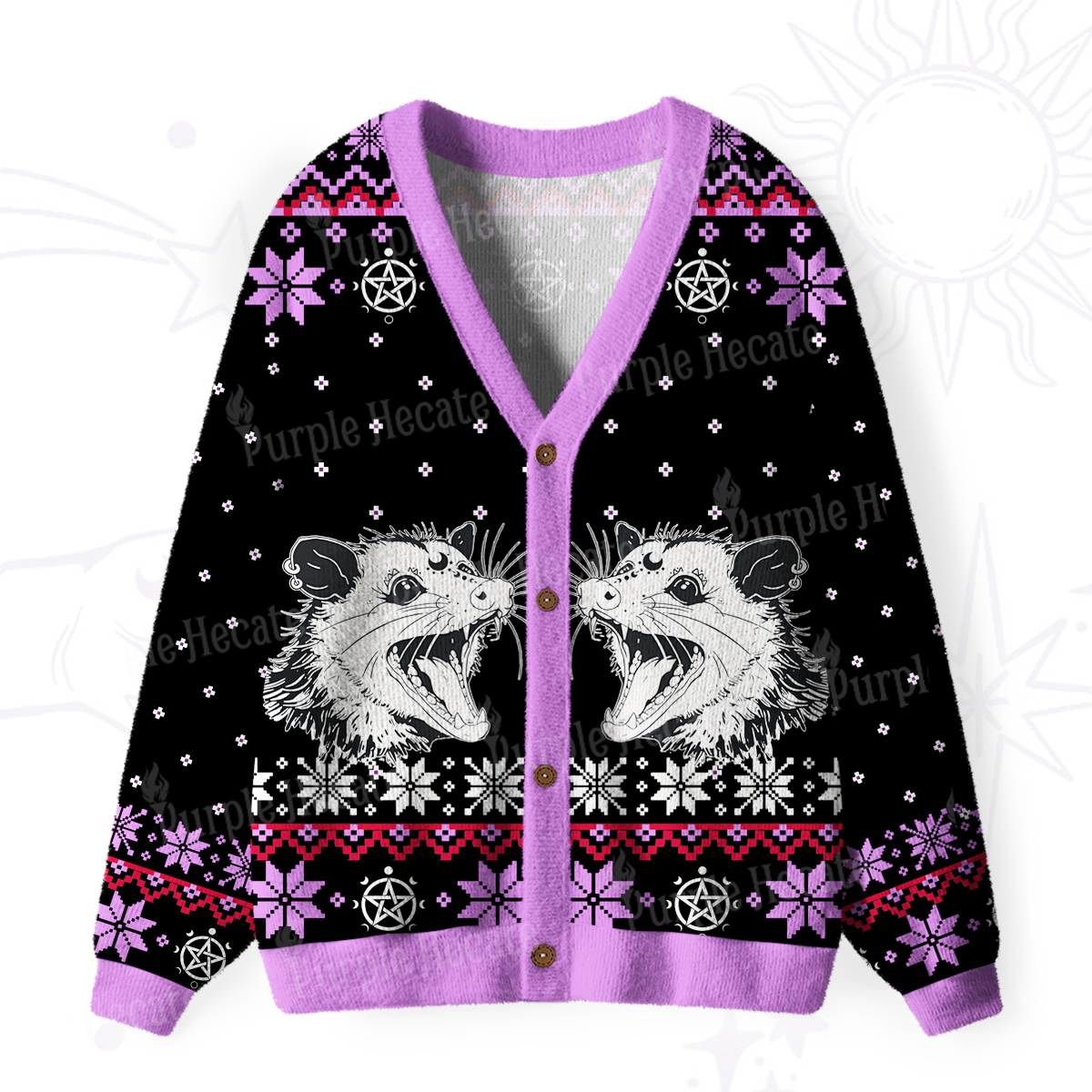 Purplehecate First Of All I'm A Delightful Opossum Ugly Cardigan Sweaters