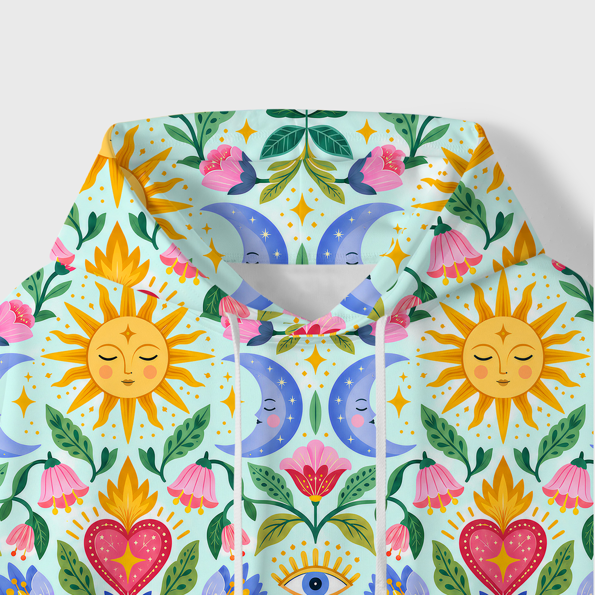 Purplehecate Sunny Bloom Flaming Heart All-Over Print Hoodie