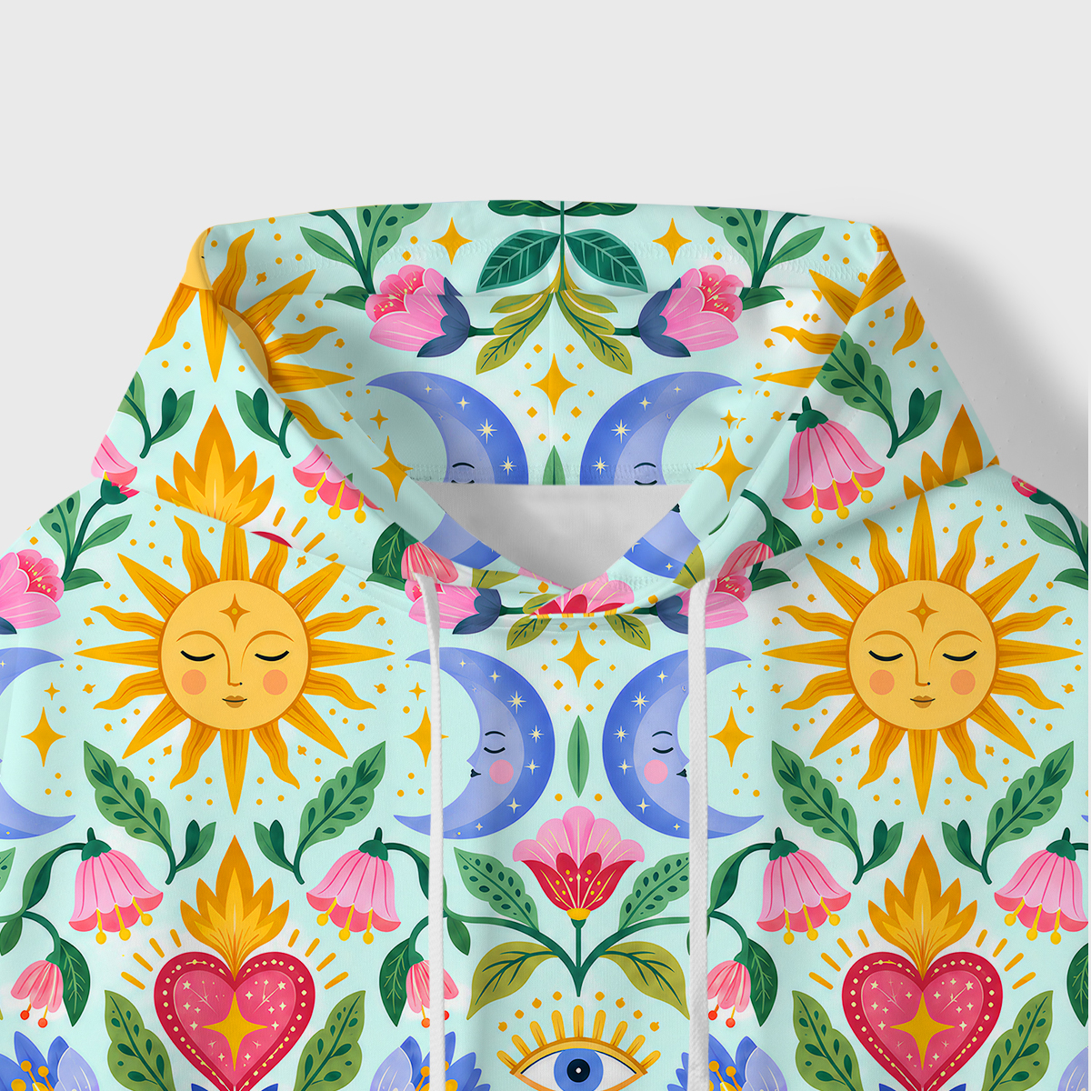 Purplehecate Sunny Bloom Flaming Heart All-Over Print Hoodie