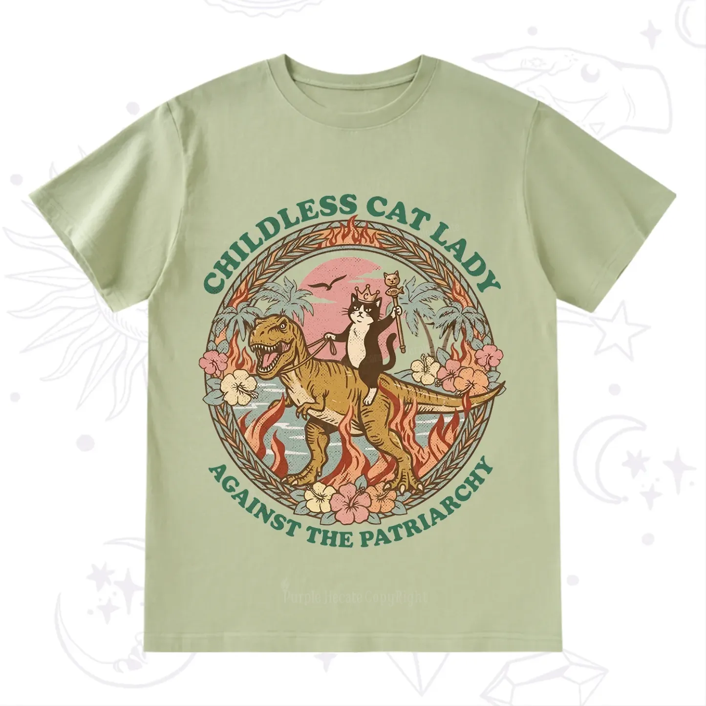 Purplehecate Childless Cat Lady Burn the Patriarchy T-Shirt