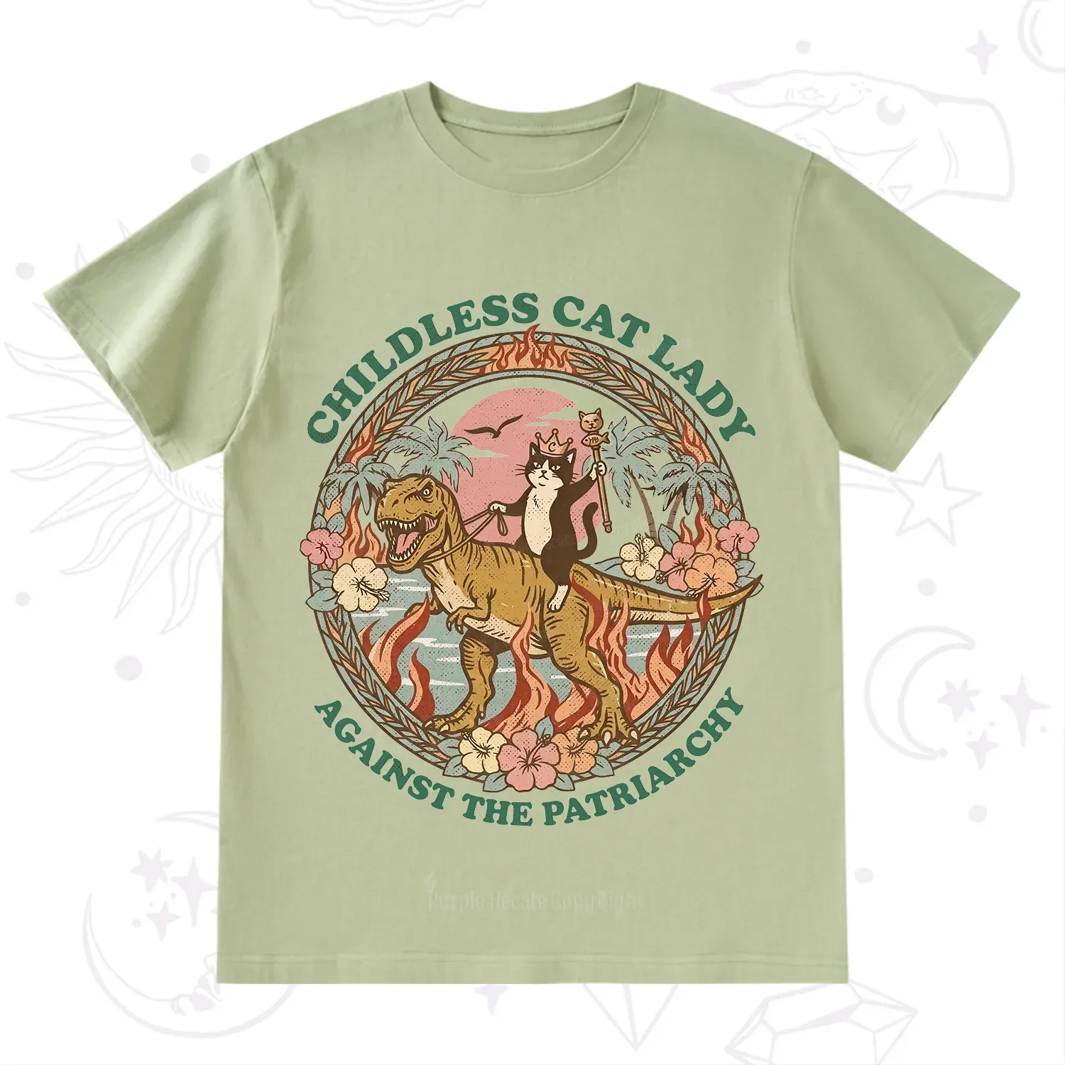 Purplehecate Childless Cat Lady Burn the Patriarchy T-Shirt