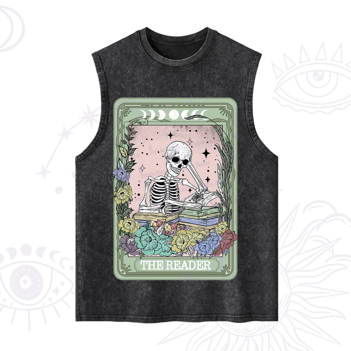 Purplehecate The Reader Bookworm Tarot Skeleton Washed Tank