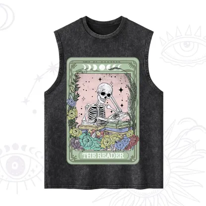 Purplehecate The Reader Bookworm Tarot Skeleton Washed Tank