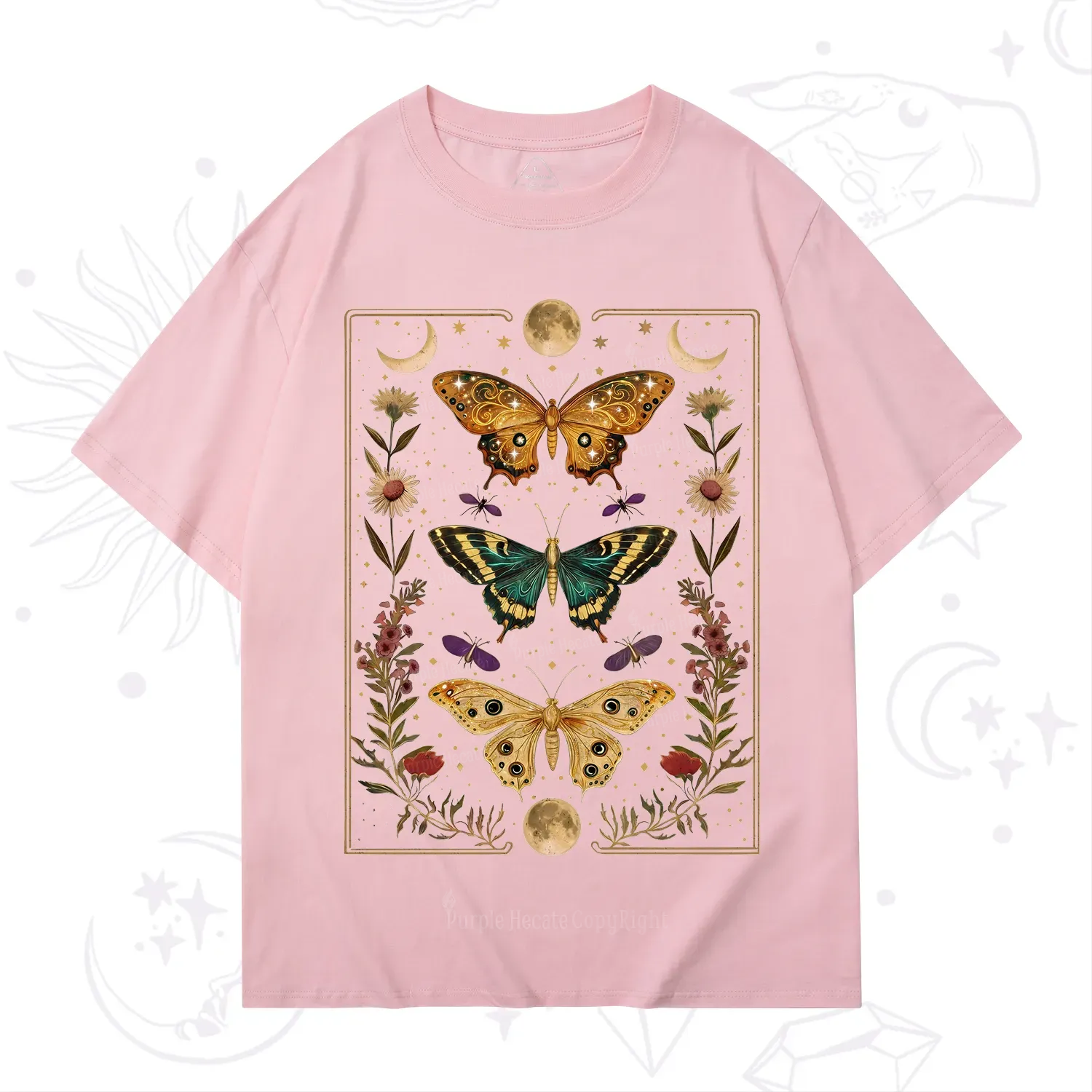 Purplehecate Sun and Moon Butterfly T-Shirt