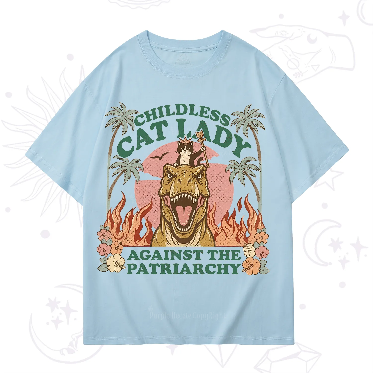 Purplehecate Childless Cat Lady Burn the Patriarchy T-Shirt