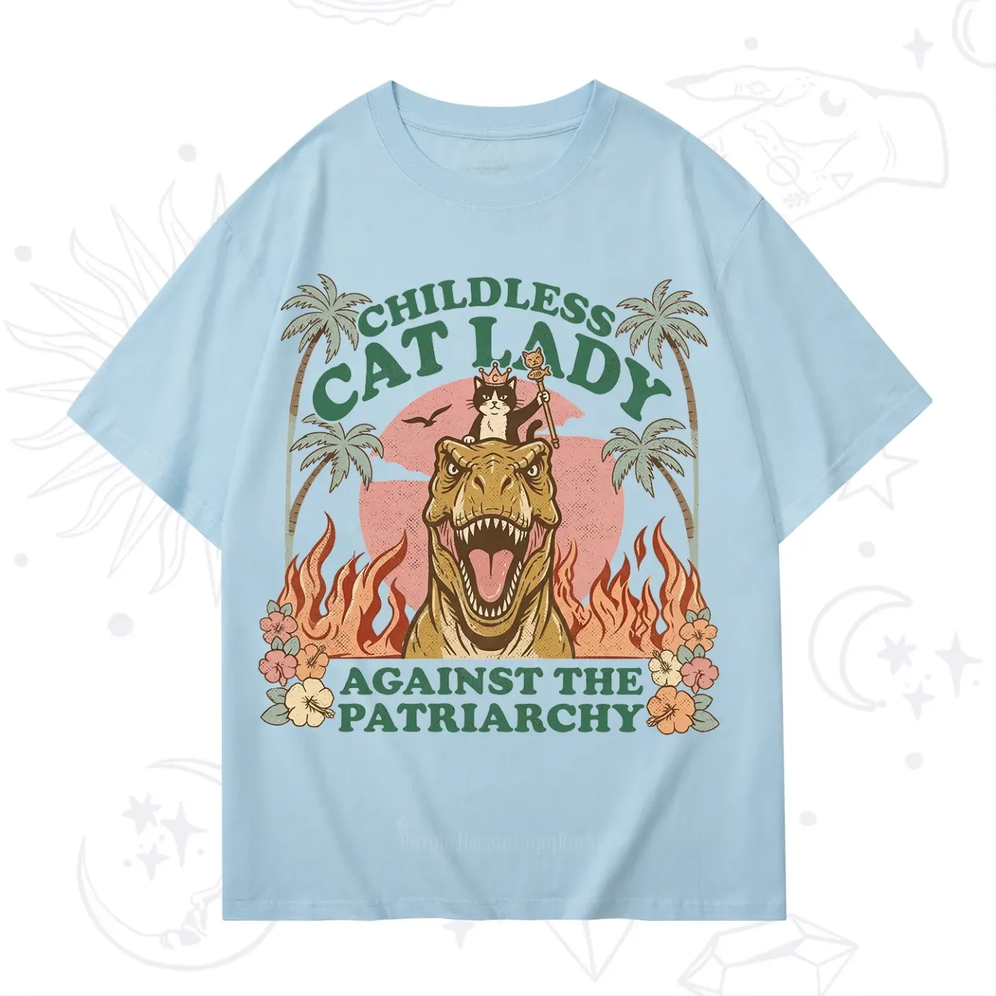 Purplehecate Childless Cat Lady Burn the Patriarchy T-Shirt