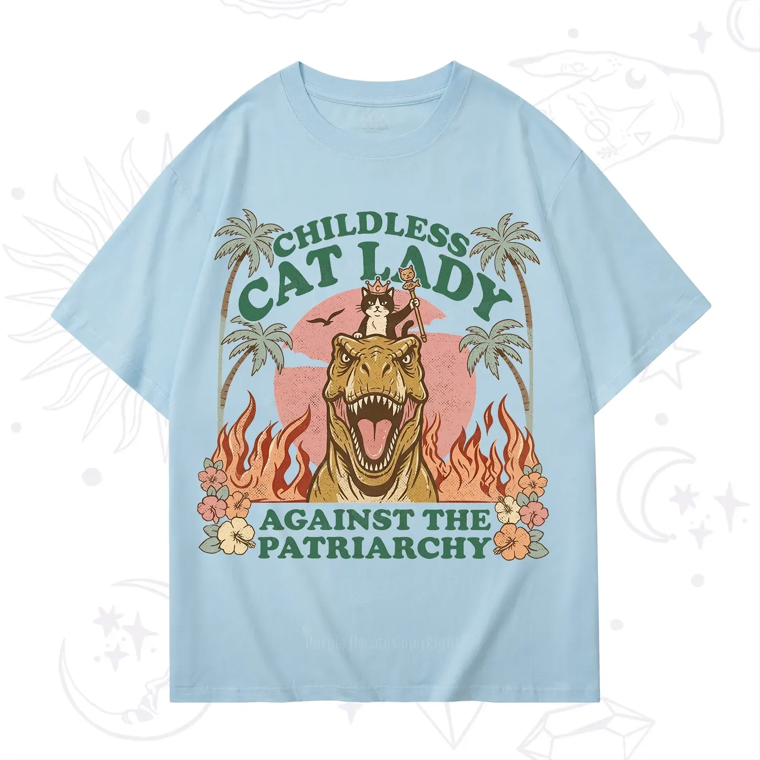 Purplehecate Childless Cat Lady Burn the Patriarchy T-Shirt