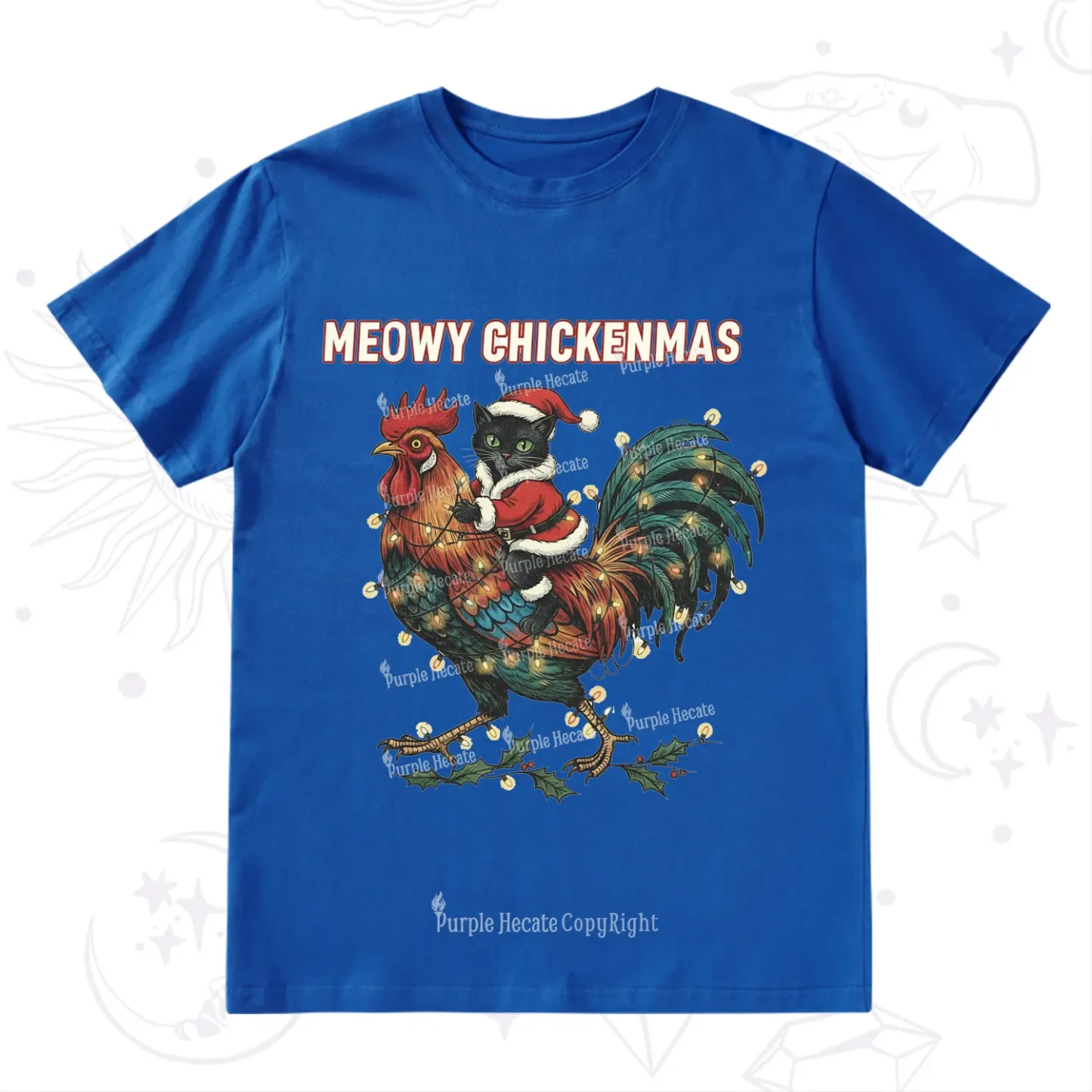Purplehecate Meowy Chickenmas Christmas T-Shirt