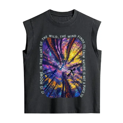 Purplehecate Forest Mindscape Night Sky Vintage Washed Tank