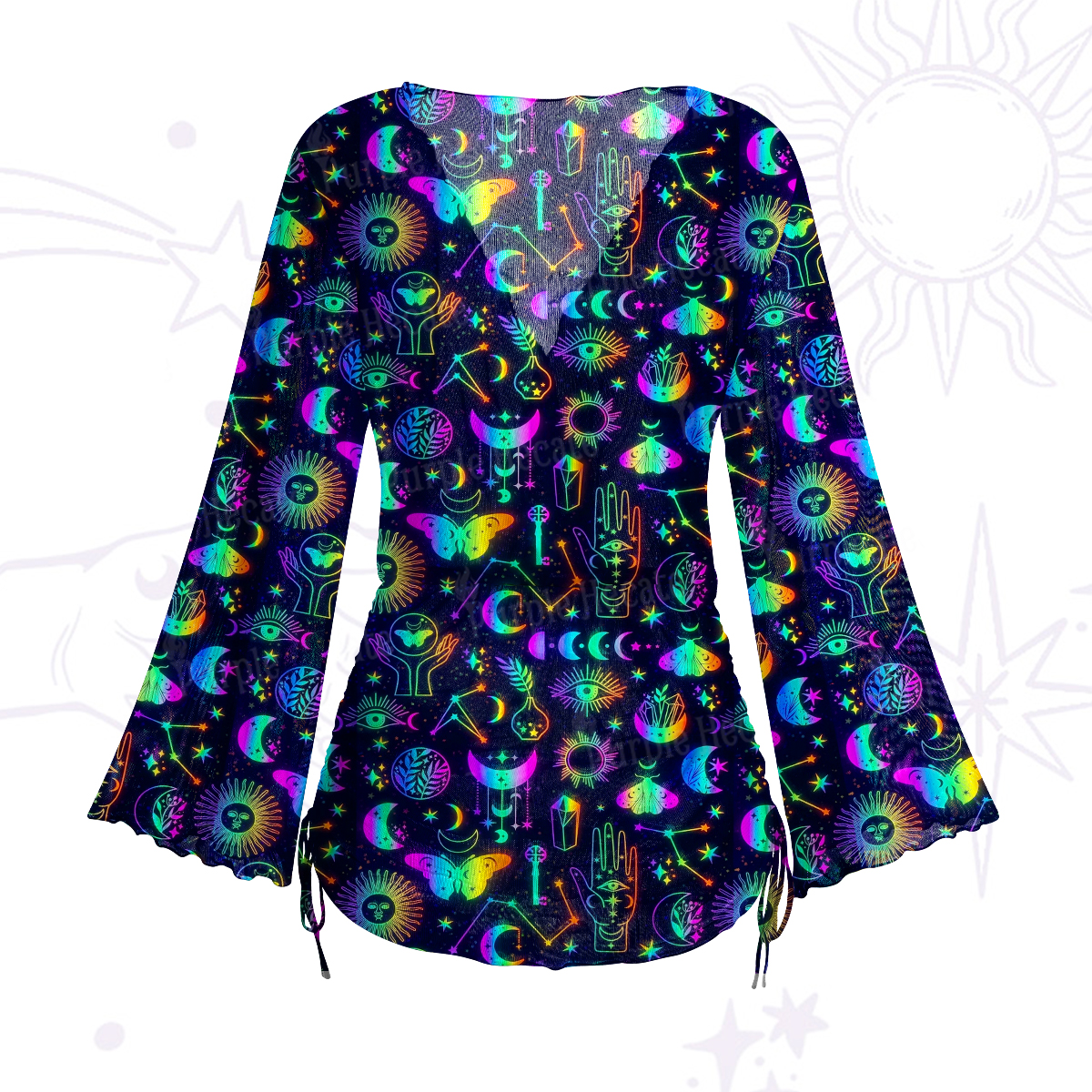 Purplehecate Blacklight Butterfly Mesh Cover Up Dress
