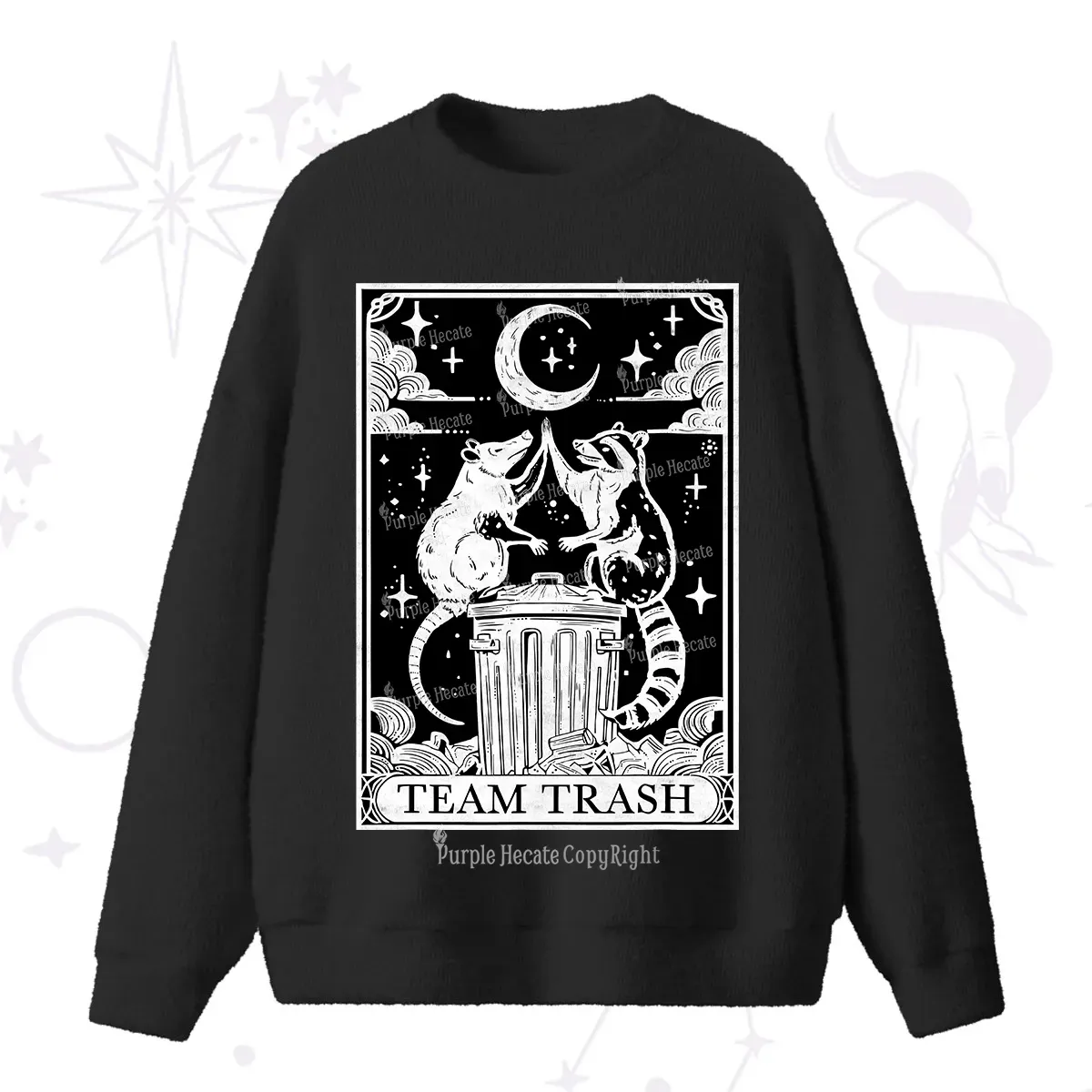 Purplehecate The Team Trash Tarot Fuzzy Ugly Sweater