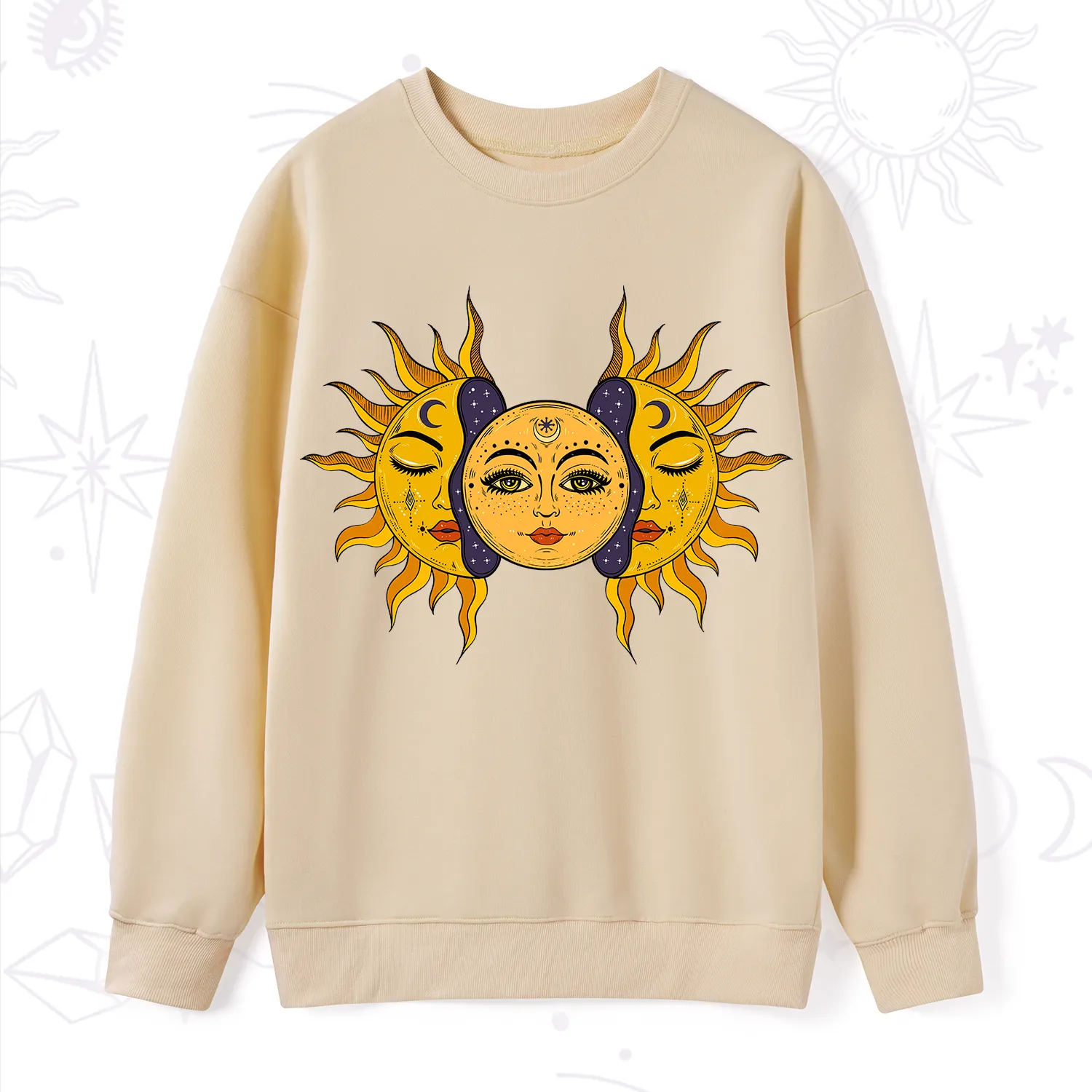 Purplehecate Celestial Twin Suns Sweatshirt
