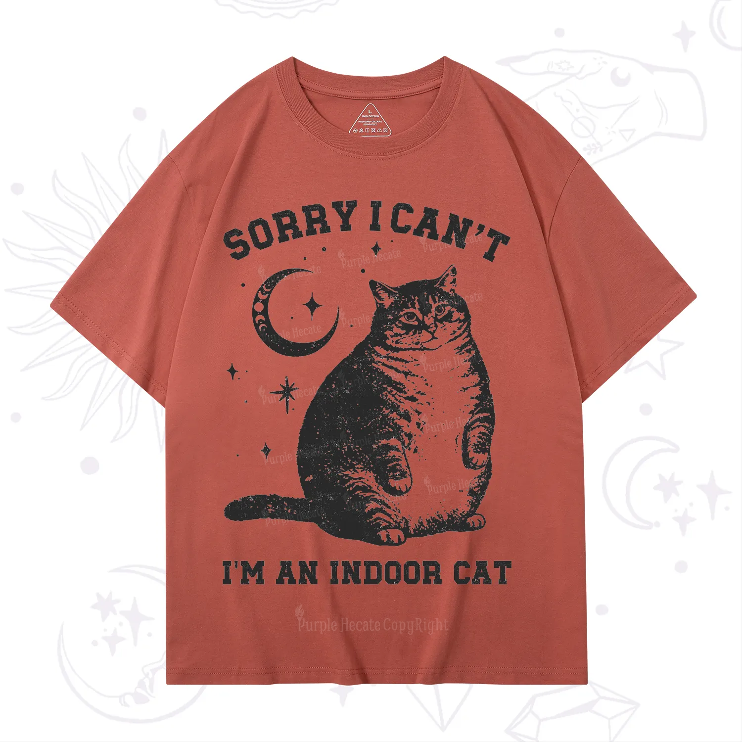 Purplehecate Sorry I Can't Go I'm an Indoor Cat T-Shirt