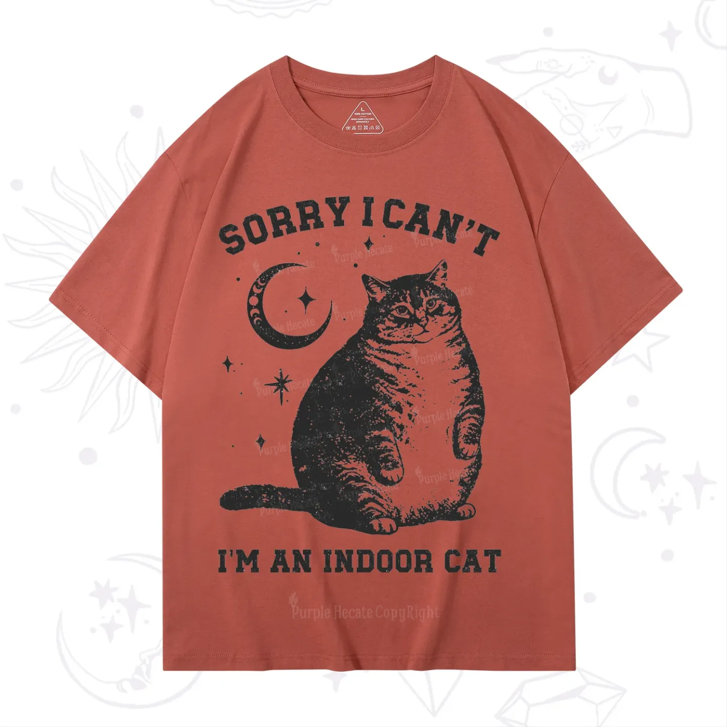 Purplehecate Sorry I Can't Go I'm an Indoor Cat T-Shirt