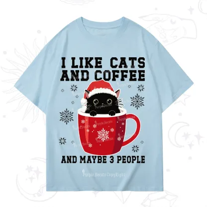 Purplehecate I like Cats And Coffee Christmas T-Shirt