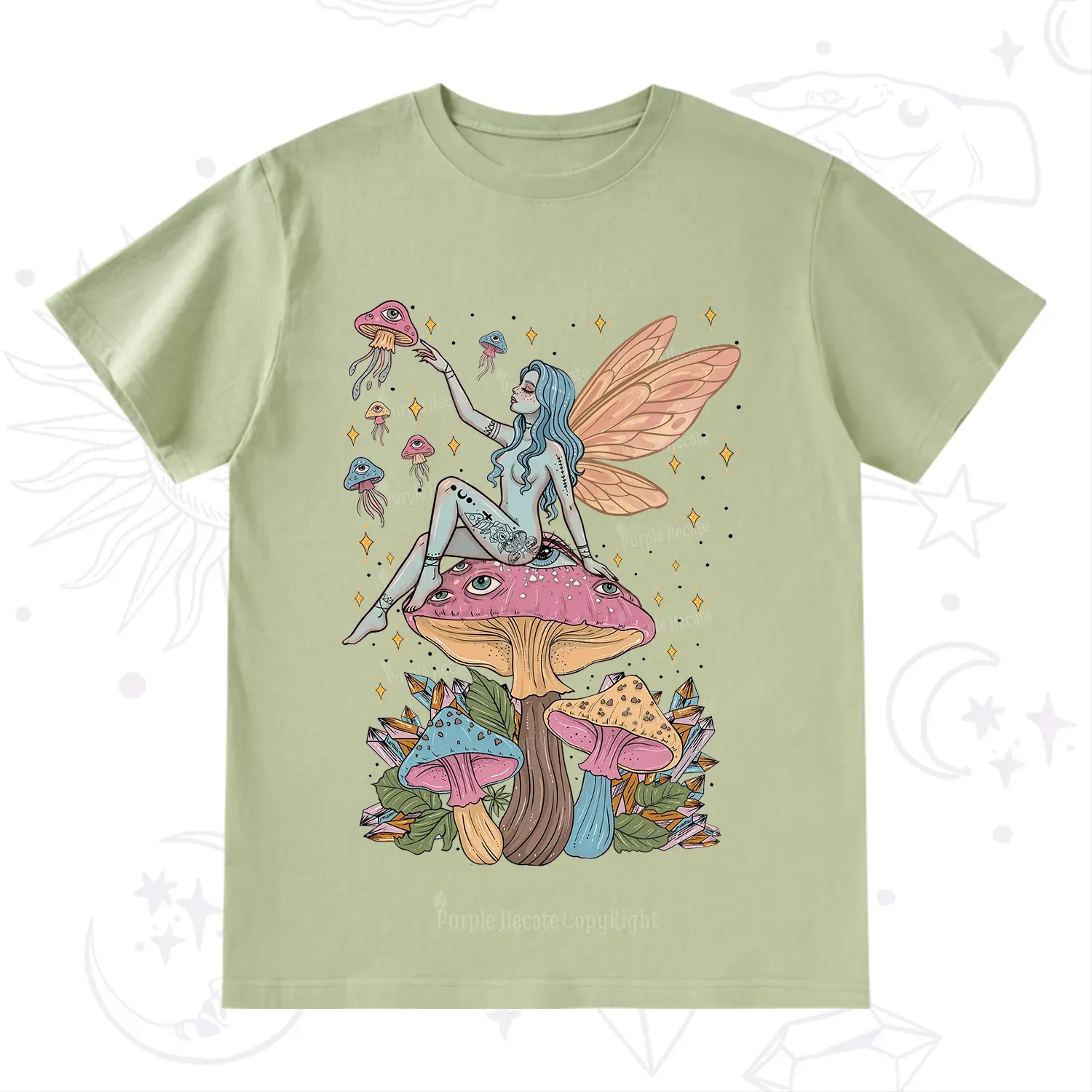 Purplehecate Celestial Fairy on Mushroom T-Shirt